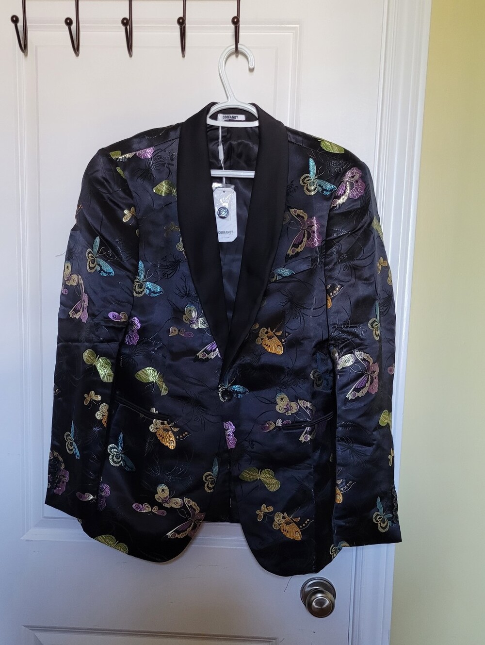 Coofandy blazer men's evening jacket butterflies whimsigoth goth embroidered